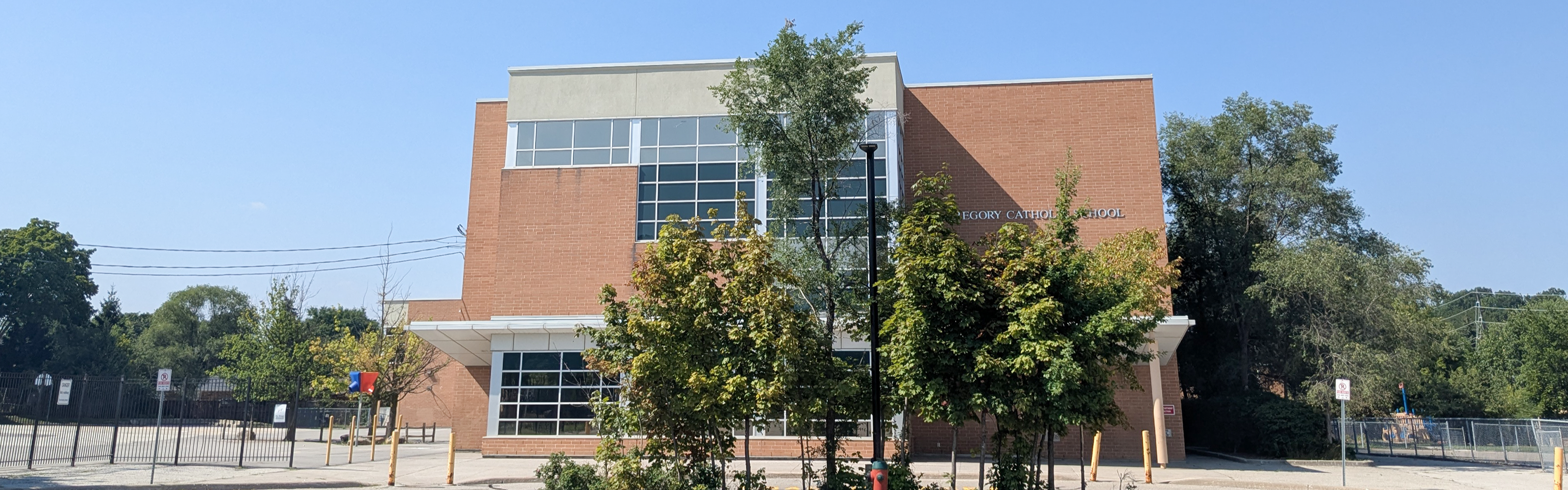 The front of the St. Gregory Catholic School building.