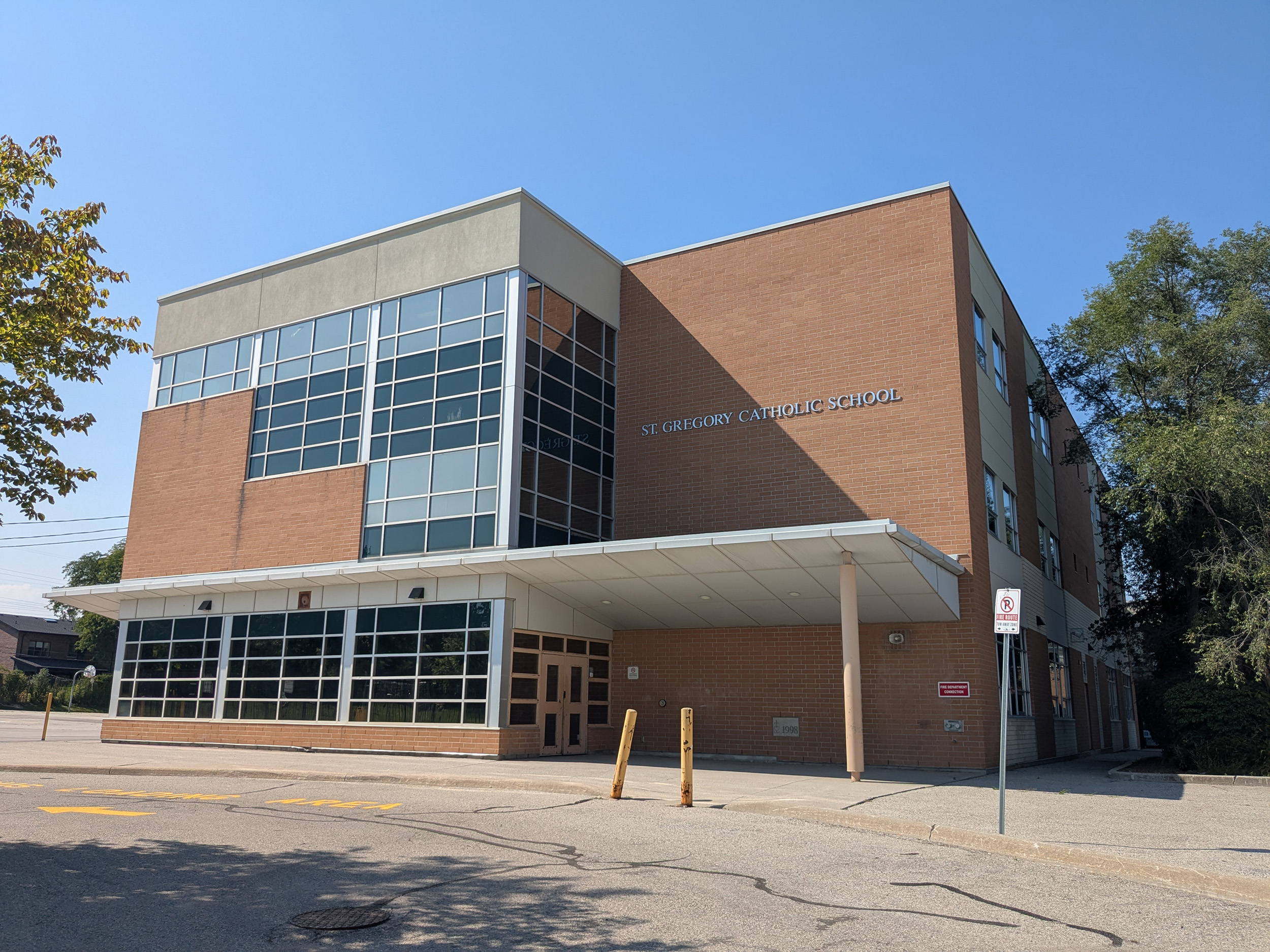The front of the school building
