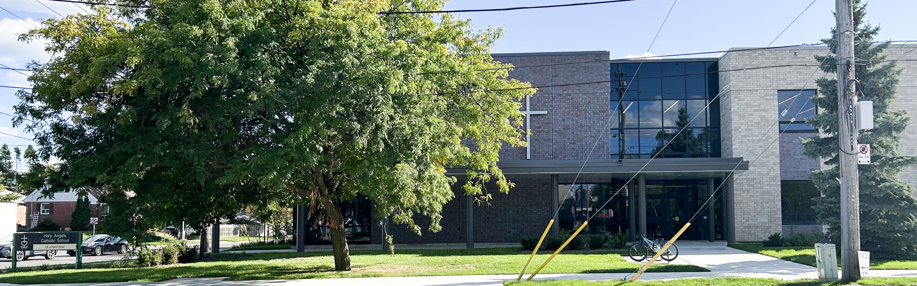 Front of the  Holy Angels Catholic School building