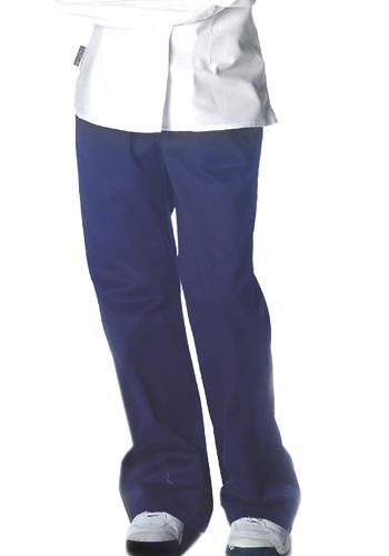 Girl's navy-blue flat front pants with an adjustable waist