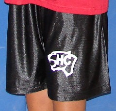 Black gym shorts with wildcats "HC" logo in white