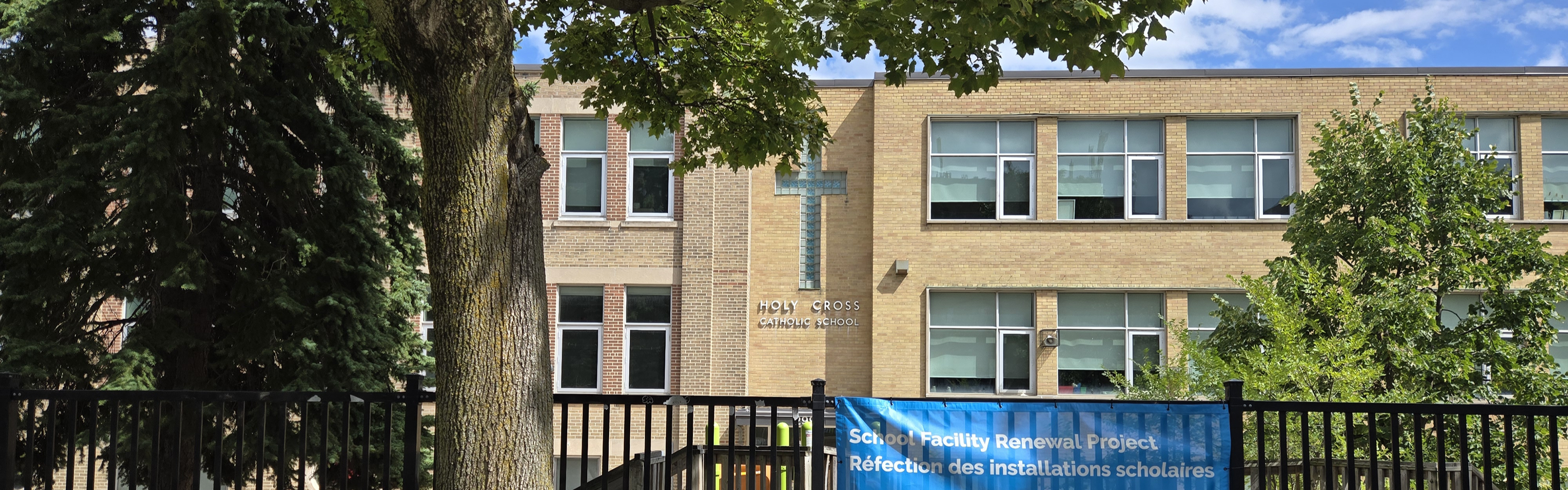 Front of the Holy Cross Catholic School building