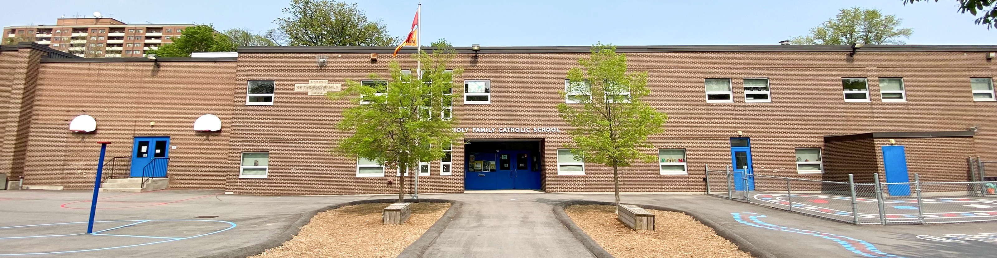 The front of the Holy Family Catholic School building.