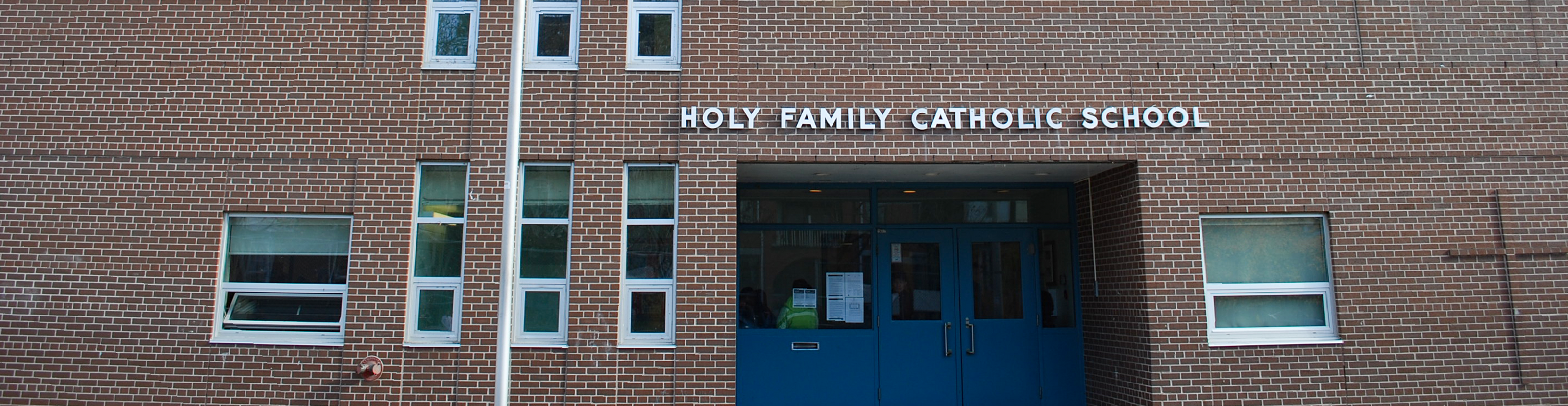 The front of the Holy Family Catholic School building