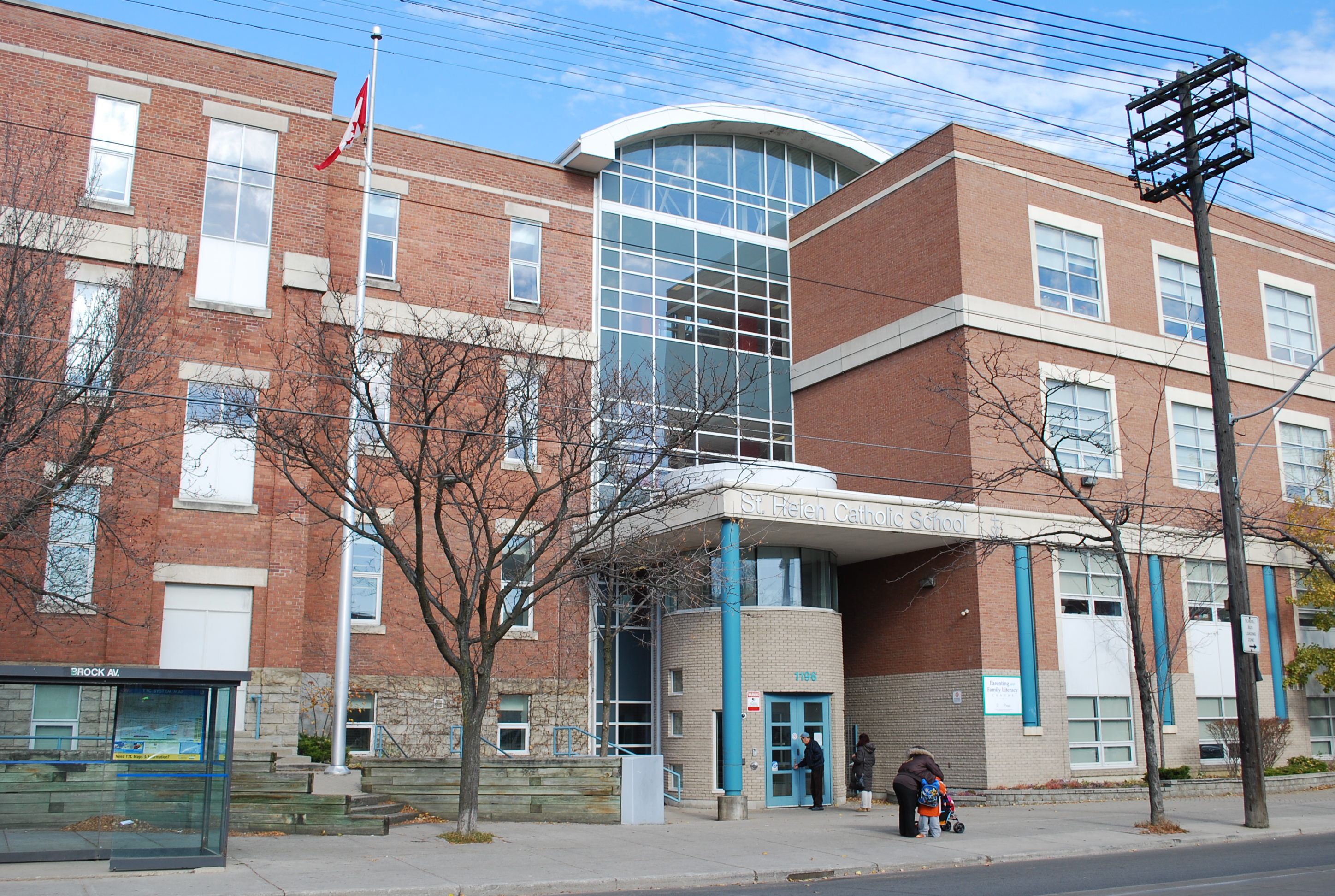 The front of the school building