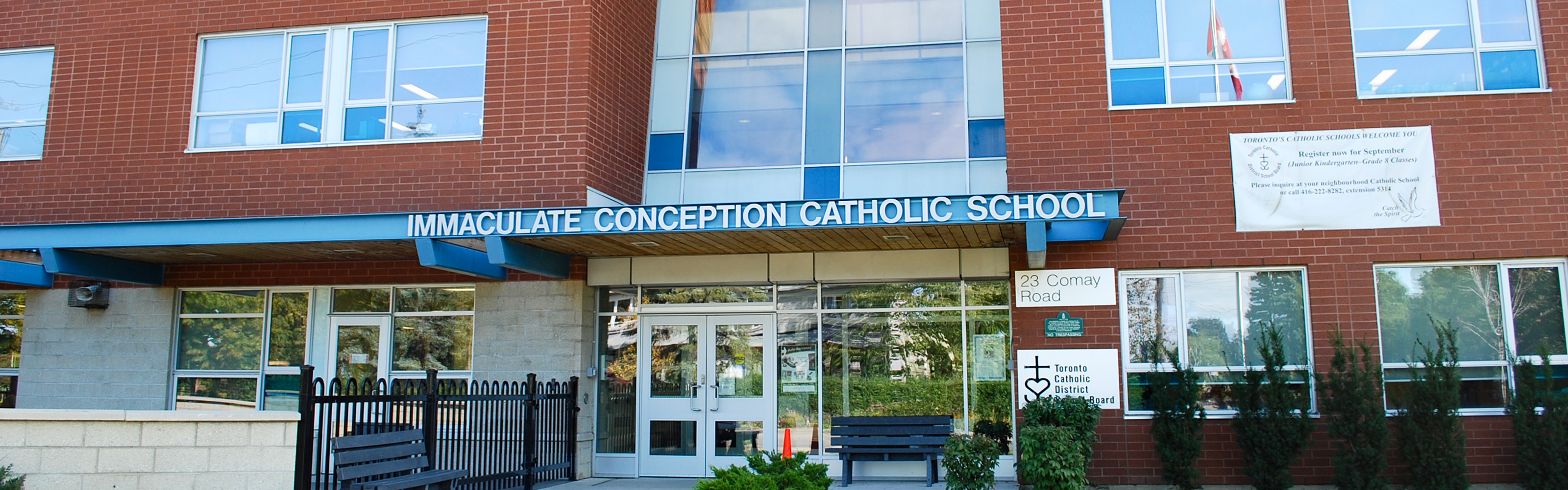 Front of the Immaculate Conception Catholic School building