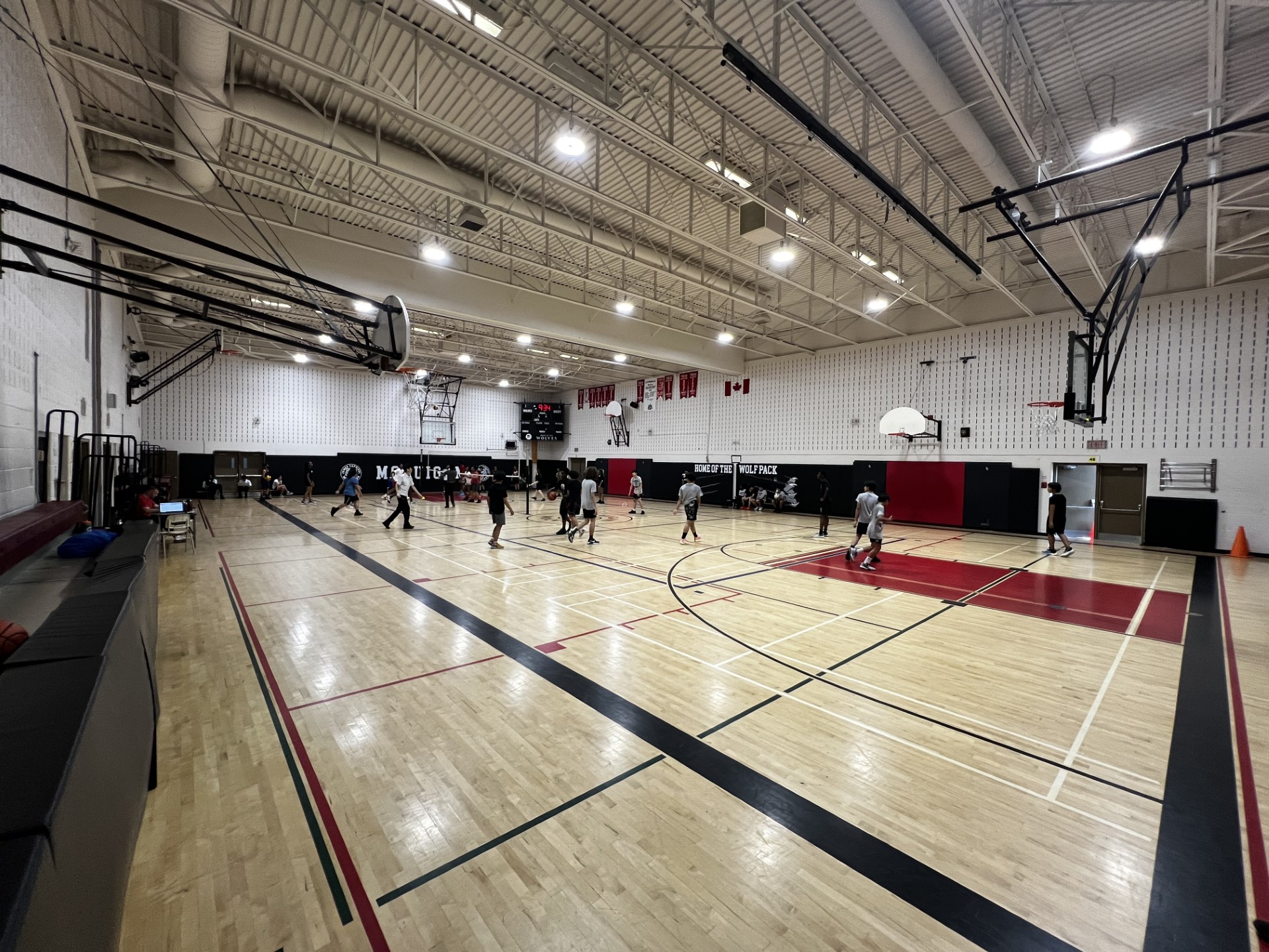 Students in a basketball court