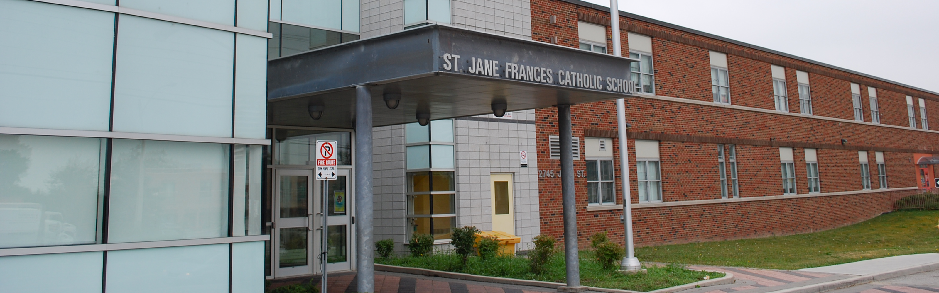 The front of the St. Jane Frances Catholic School building.