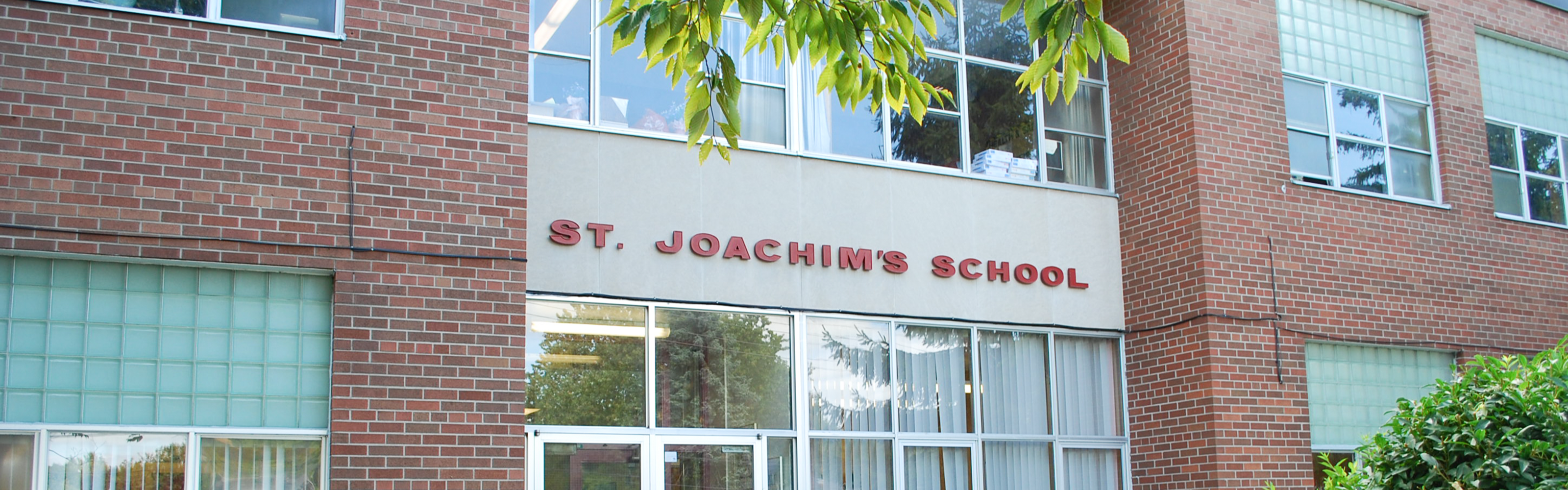The front of the  St. Joachim Catholic School building.