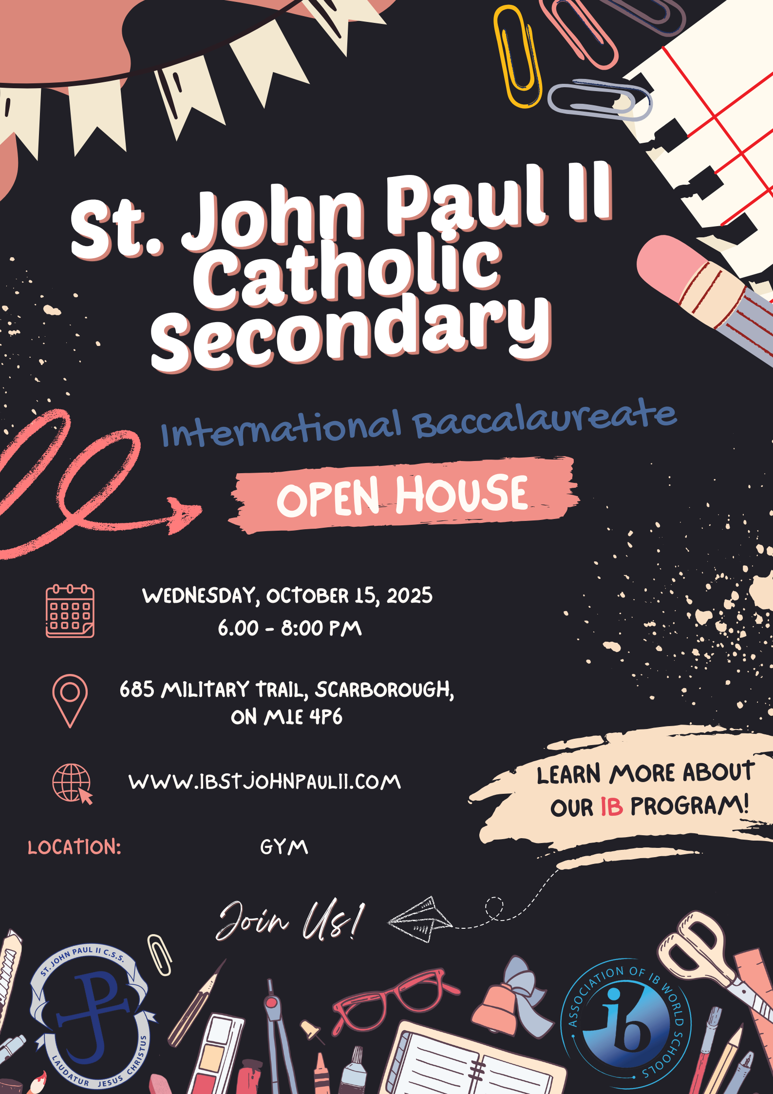 St. John Paul II IB Open House Poster