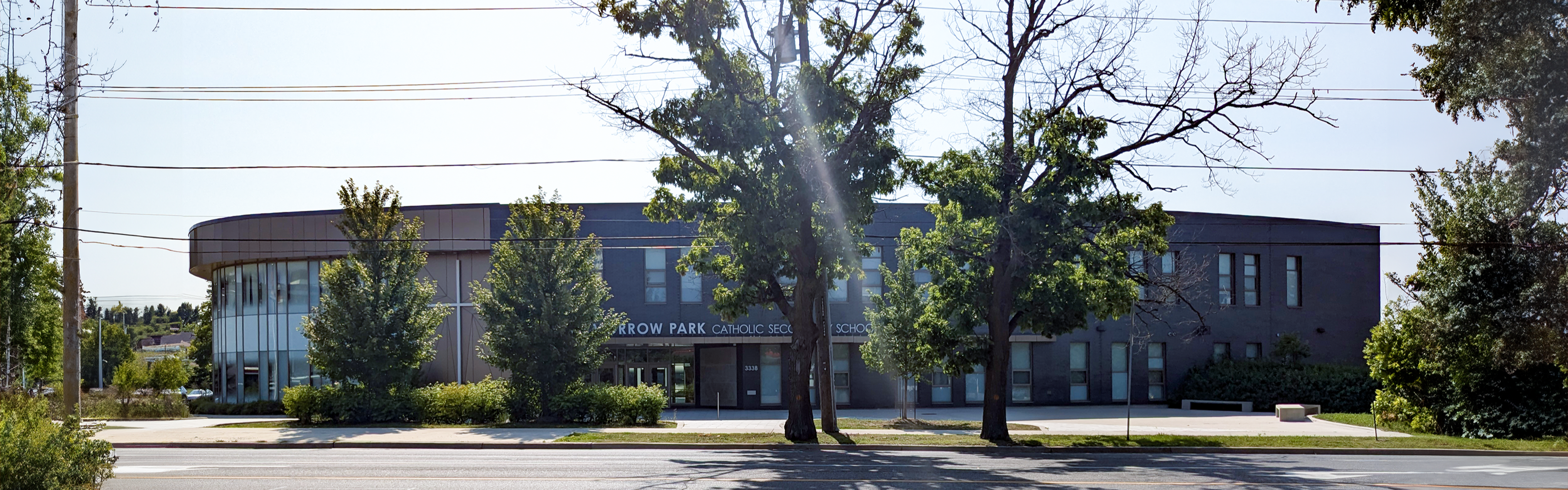 The front entrance of St. Joseph's Morrow Park Catholic Secondary School.