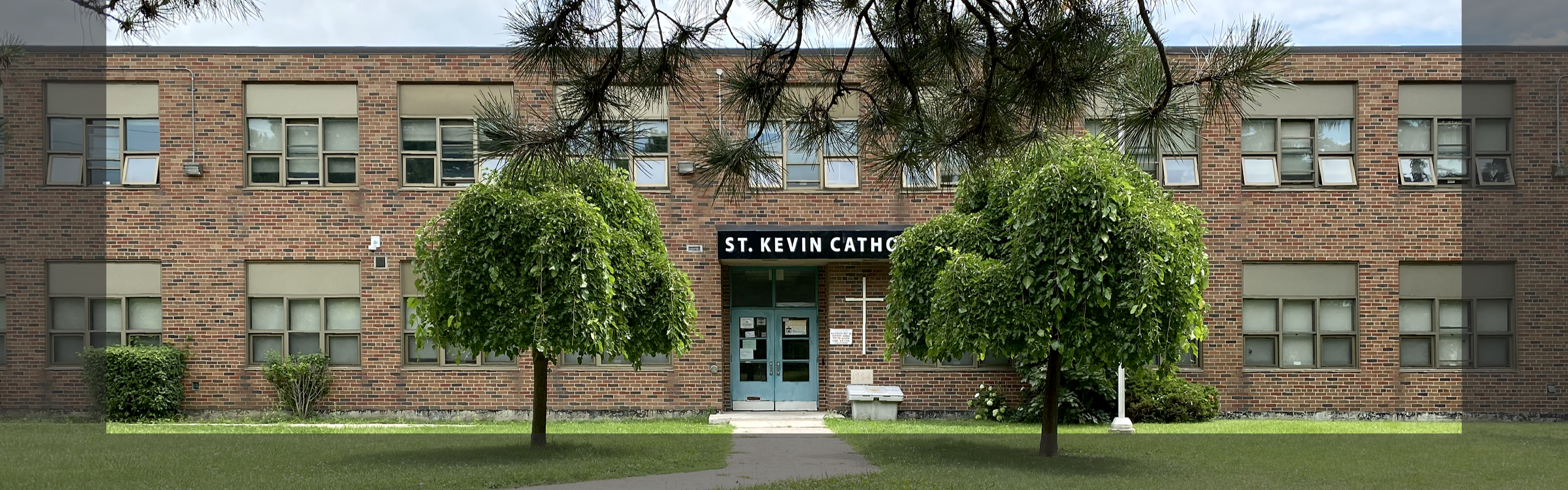 Front of the St. Kevin school building.