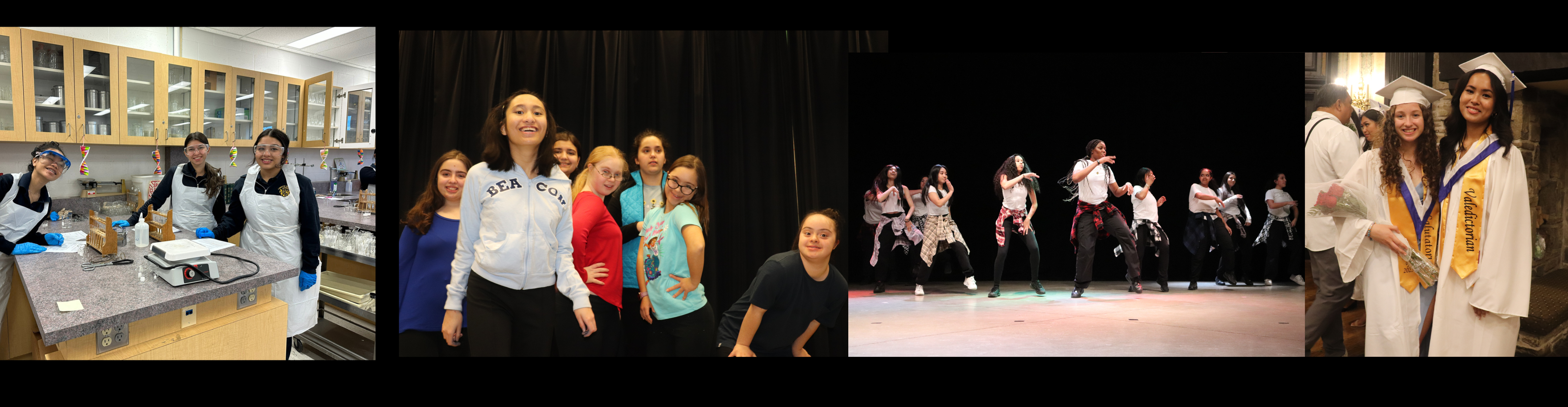 Four photos of secondary students.