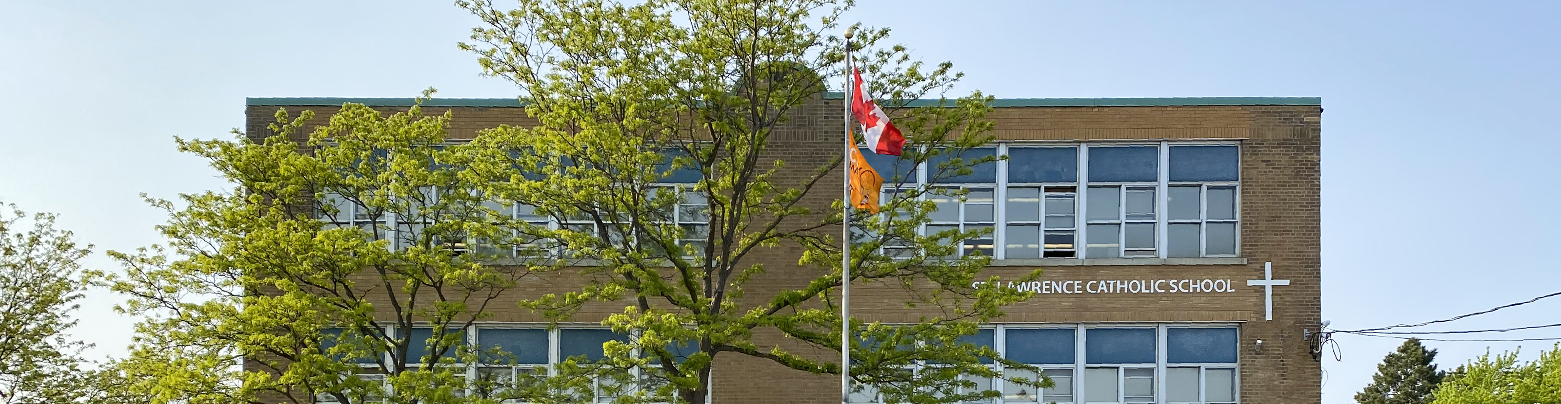 The front of the St. Lawrence Catholic School building.