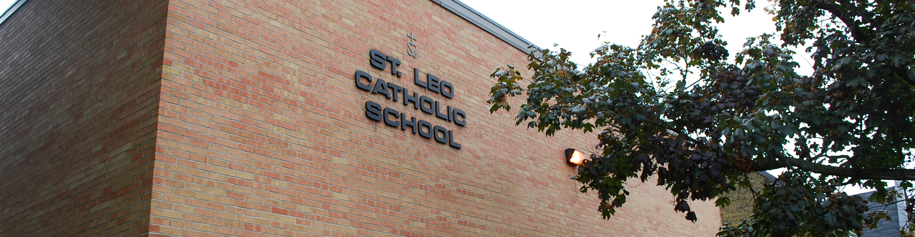 The front of the St. Leo Catholic School building.