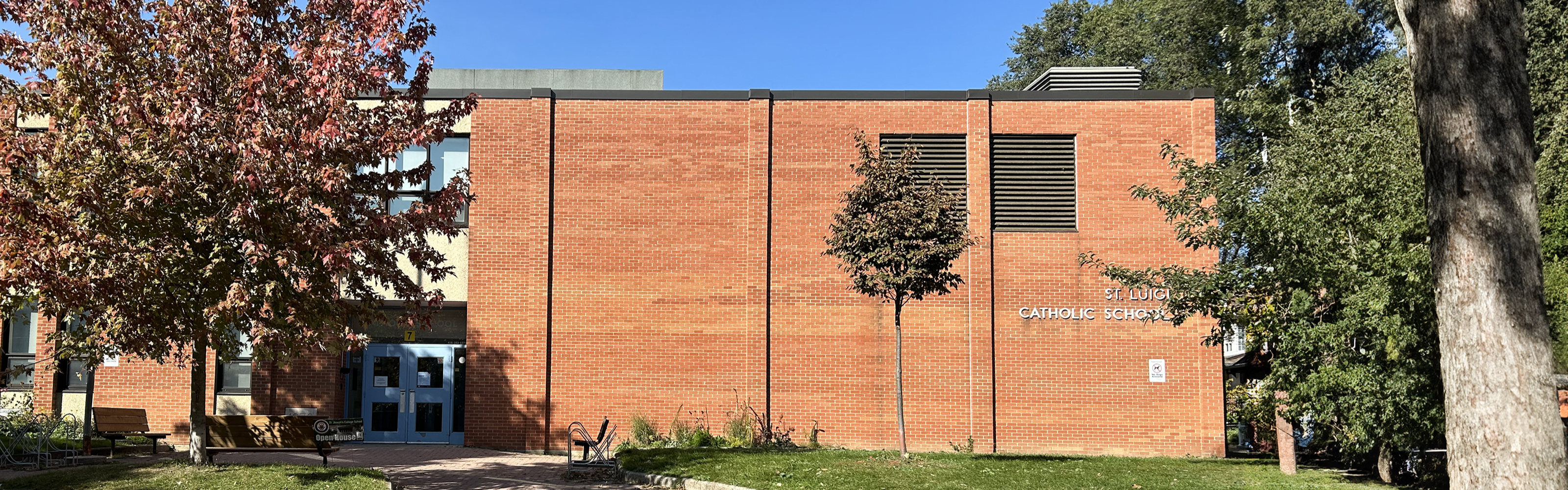 The front of the St. Luigi Catholic School building.