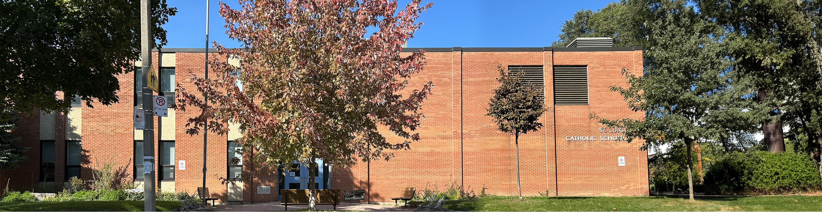 The front of the St. Luigi Catholic School building.