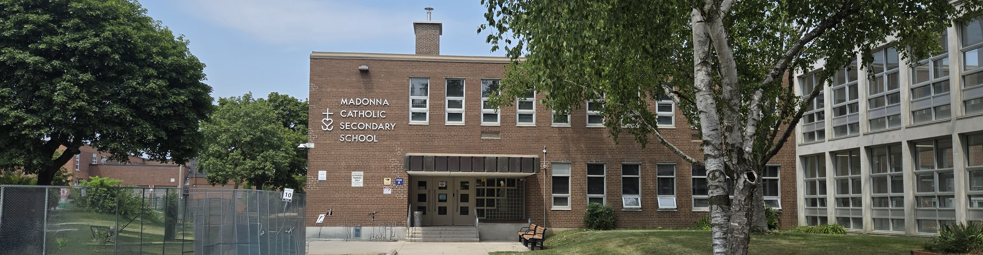 The front of the Madonna Catholic Secondary School building.