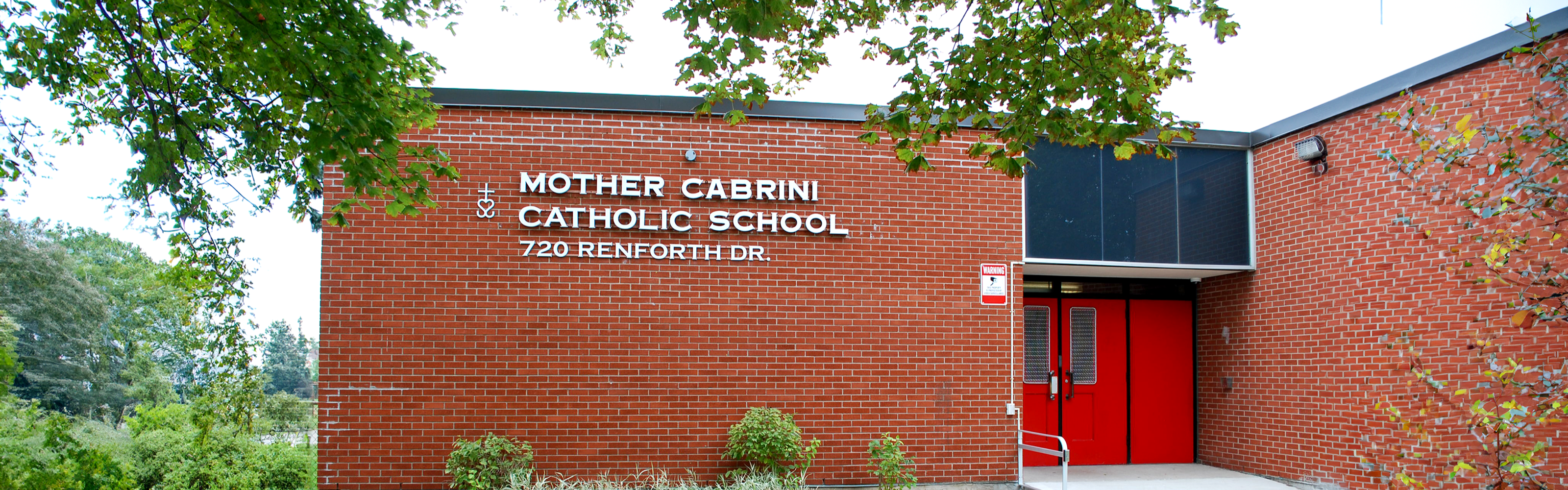The front of the Mother Cabrini Catholic School building.