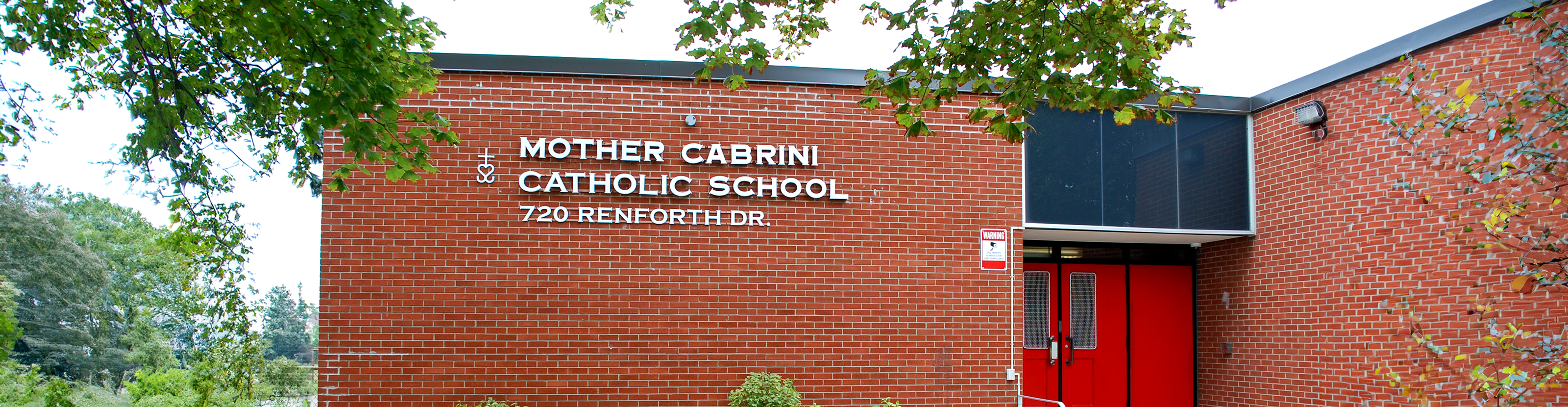 The front of the Mother Cabrini Catholic School building.