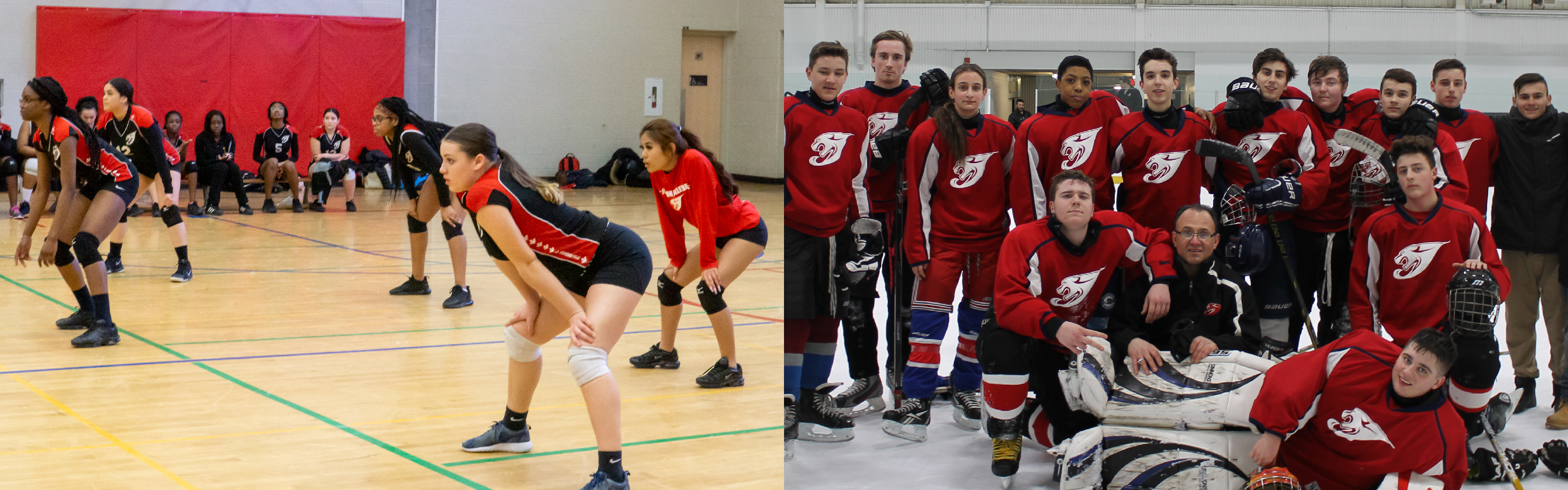 MPJ girls volleyball team on the left and boys hockey team on the right
