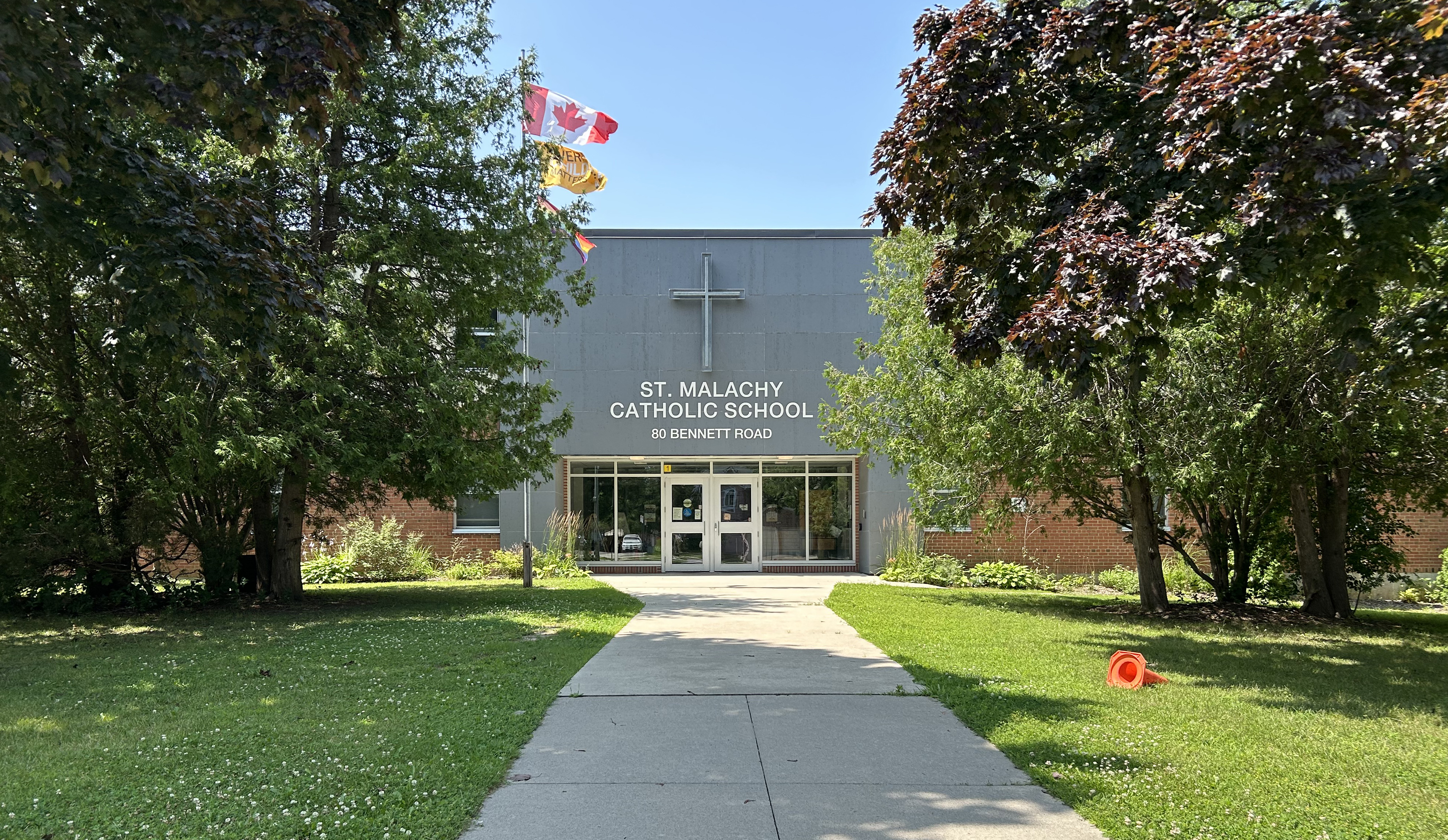 Front of the St. Malachy Catholic School building