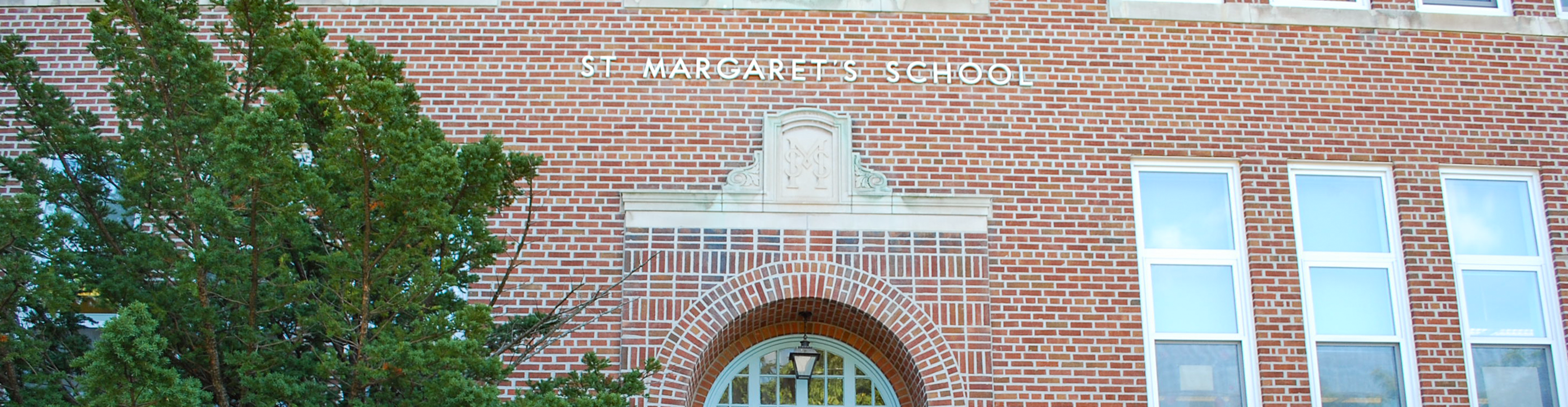 The front of the school building.