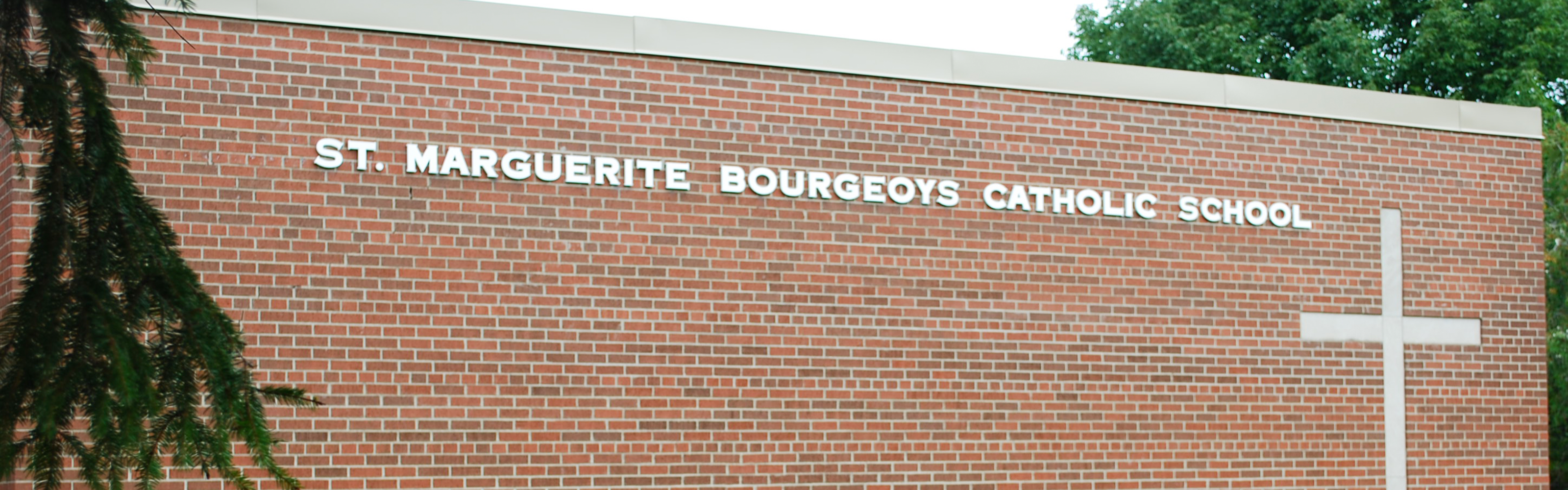 The front of the St. Marguerite Bourgeoys Catholic School building.