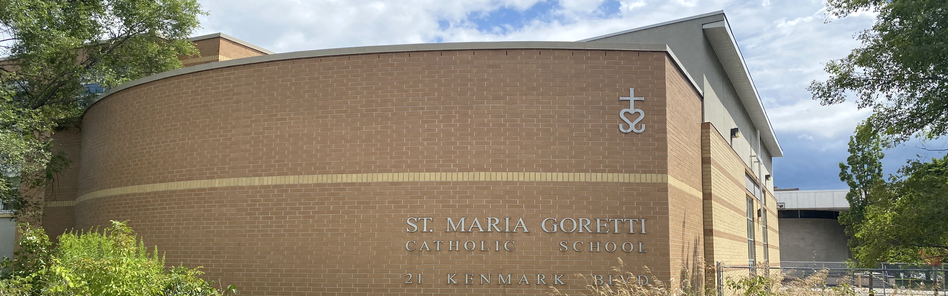 The front of the St. Maria Goretti Catholic School building.