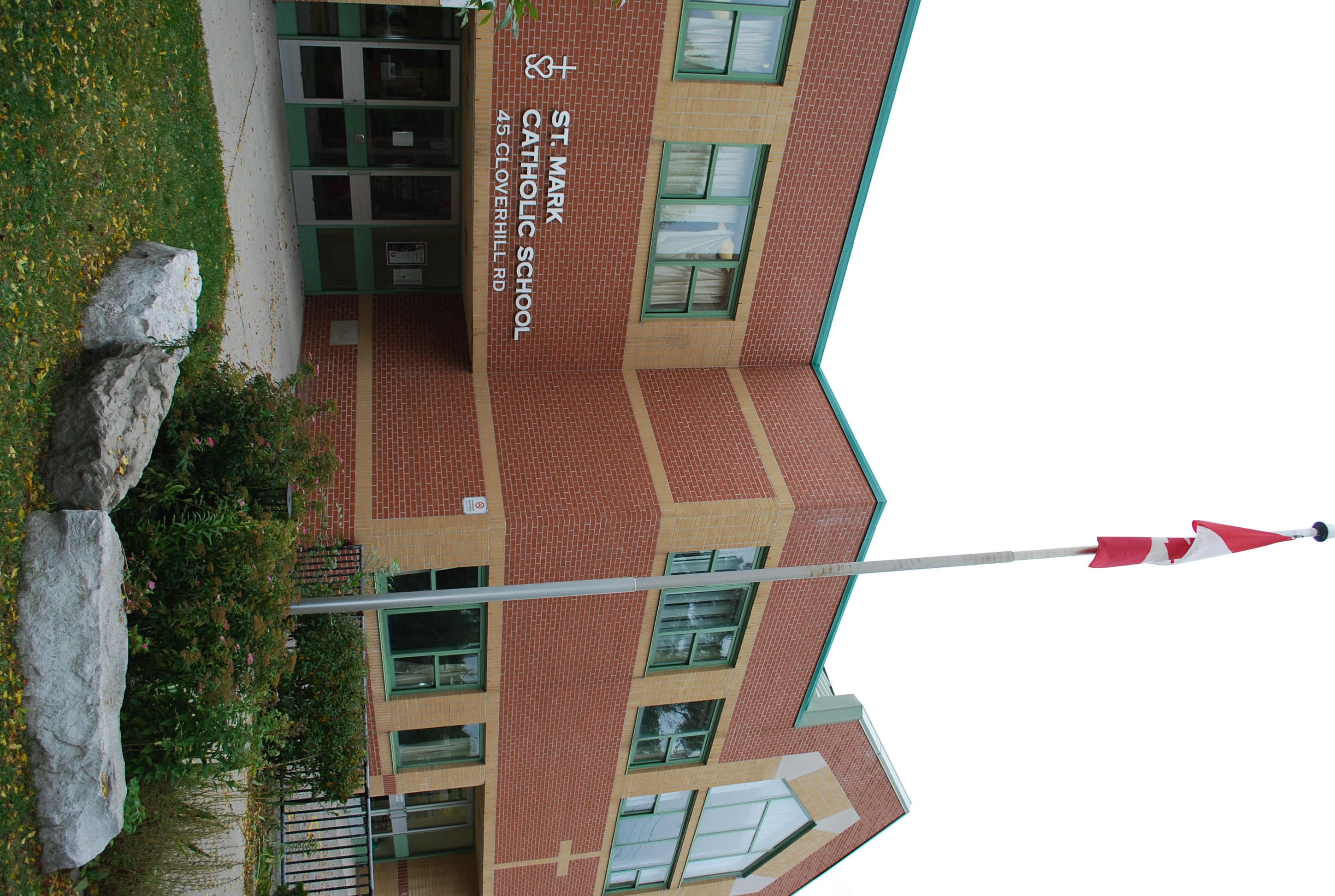 The front of the St. Mark Catholic School building