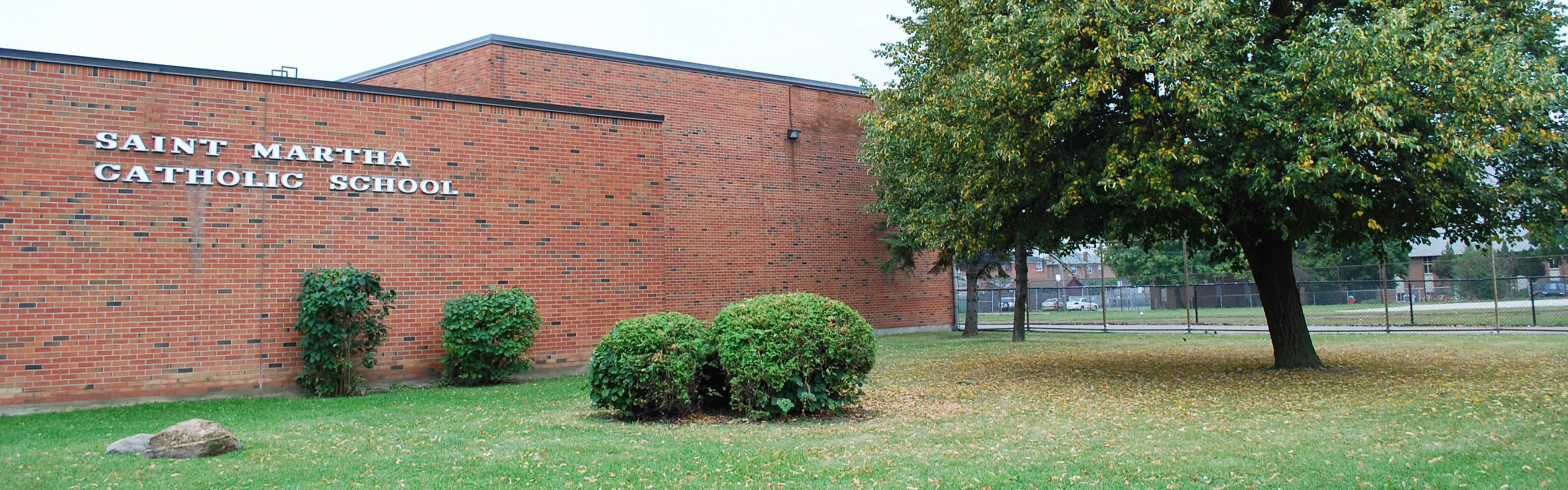 The front of the  St. Martha Catholic School building.
