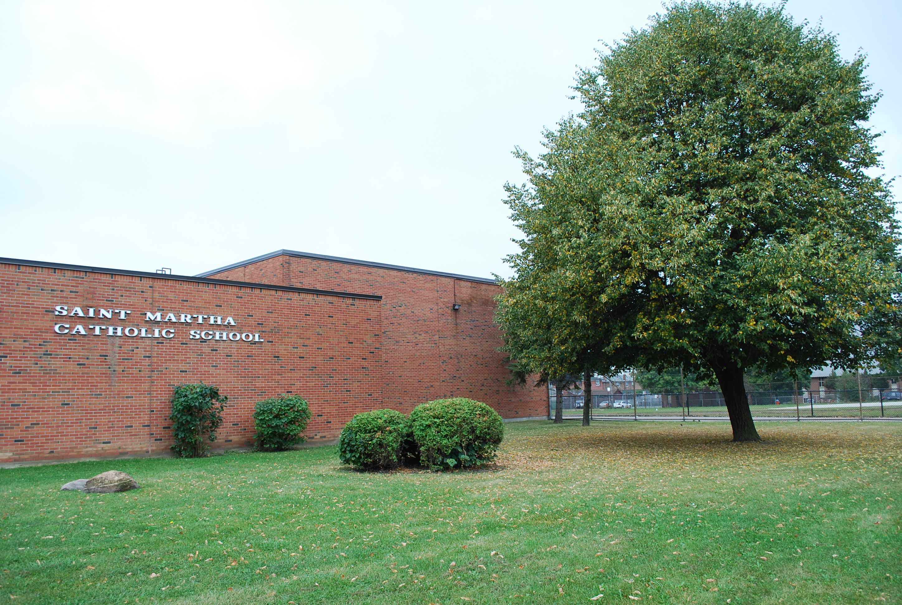 The front of the St. Martha Catholic School building.