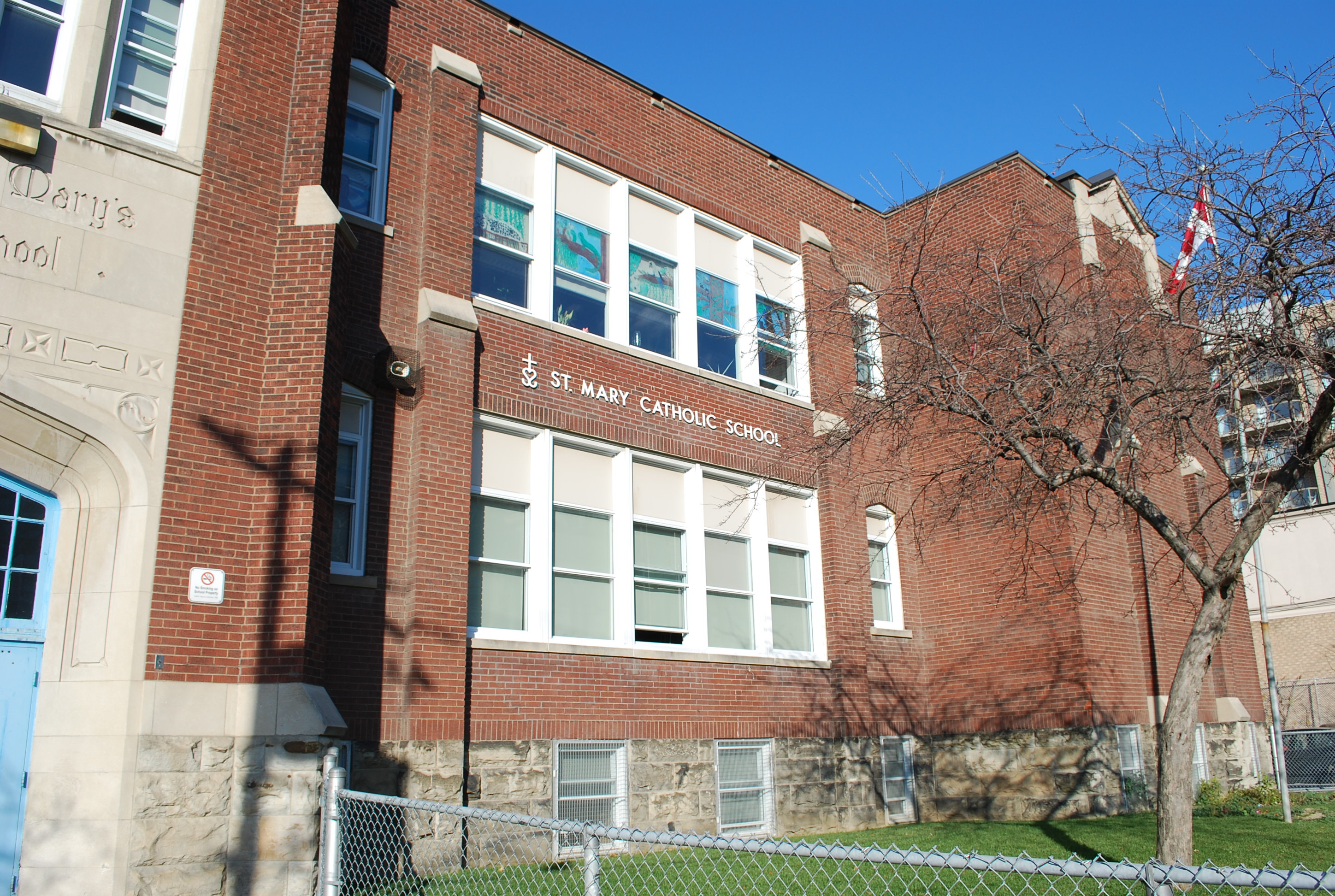 The front of the St. Mary Catholic School building.