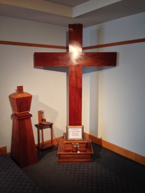 Inside of the chaplain - showing a cross.