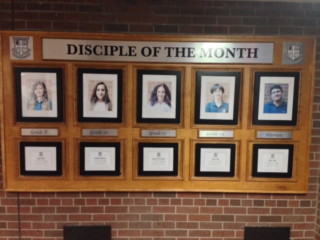Inside of the chaplain - the wall of Disciple of the Month