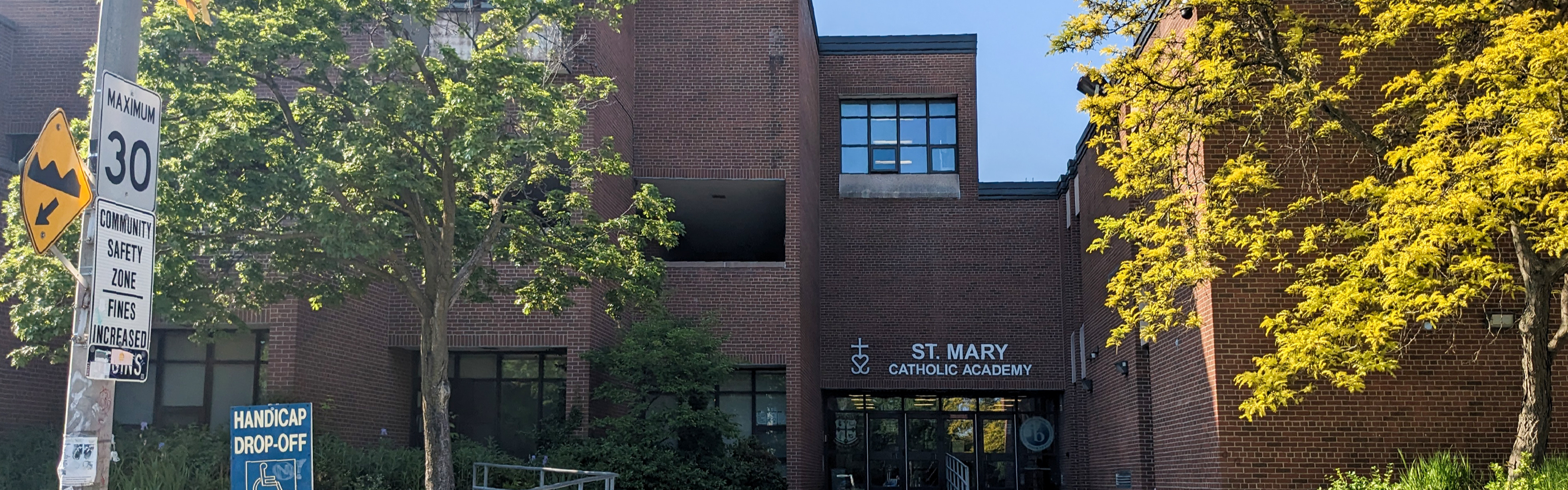 The front of the St. Mary Catholic Academy school building