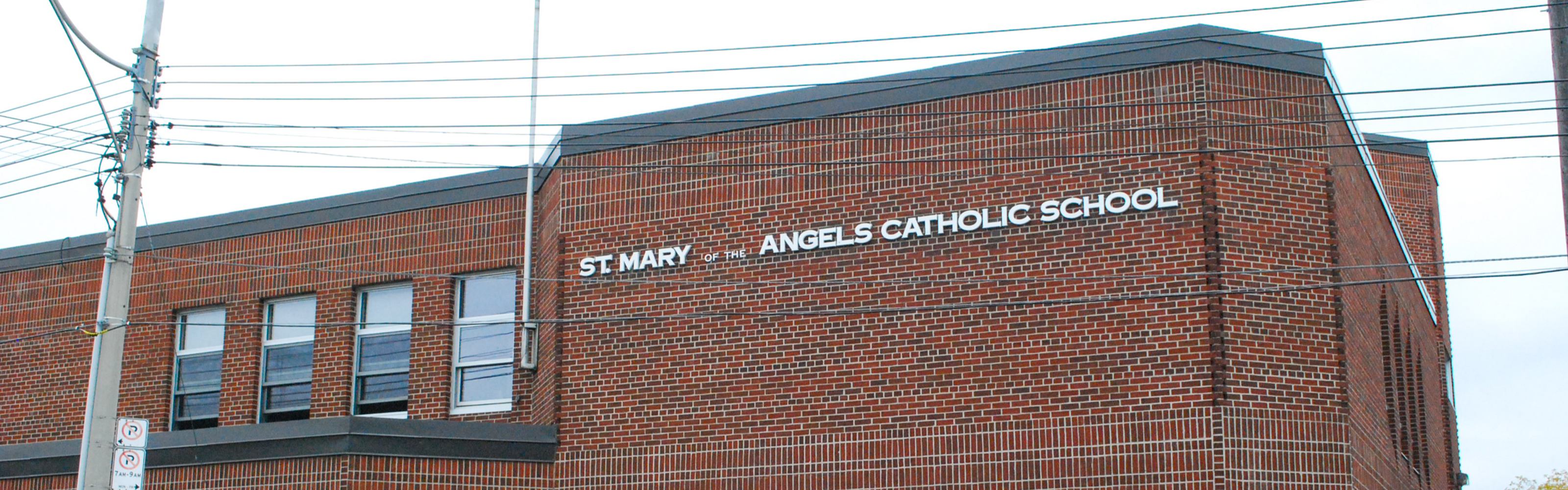The front of the St. Mary of the Angels Catholic School building.