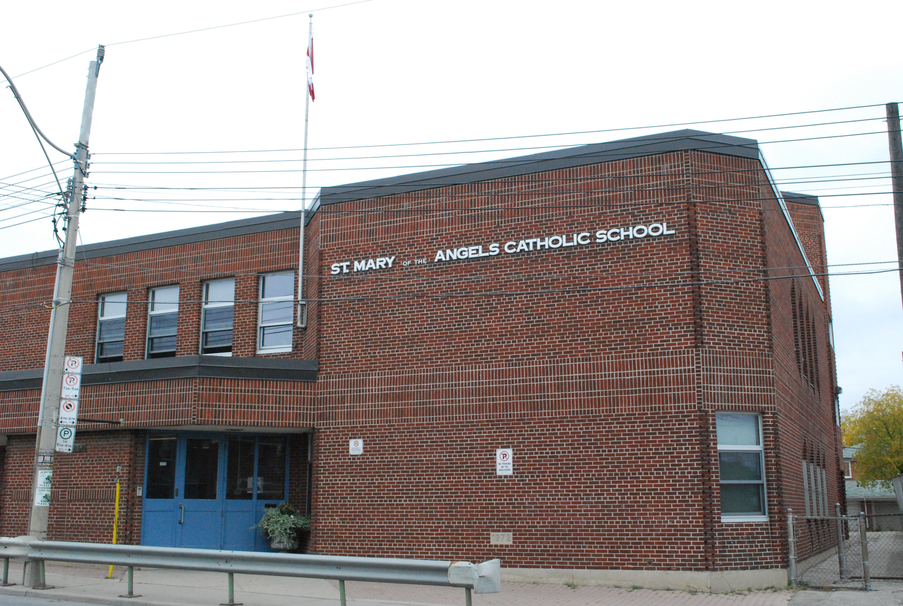 The front of the St. Mary of the Angels Catholic School building