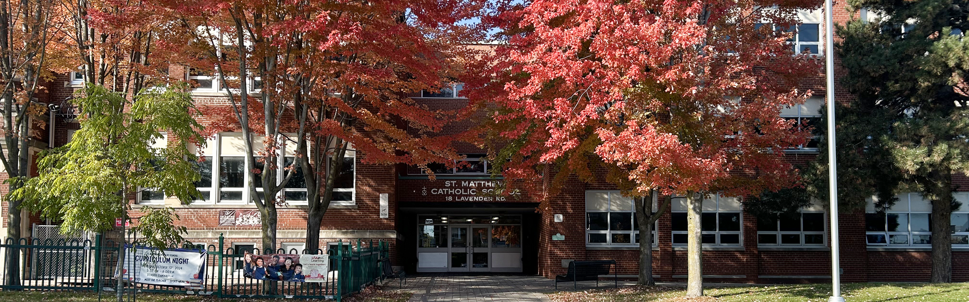 The front of the St. Matthew Catholic School building.