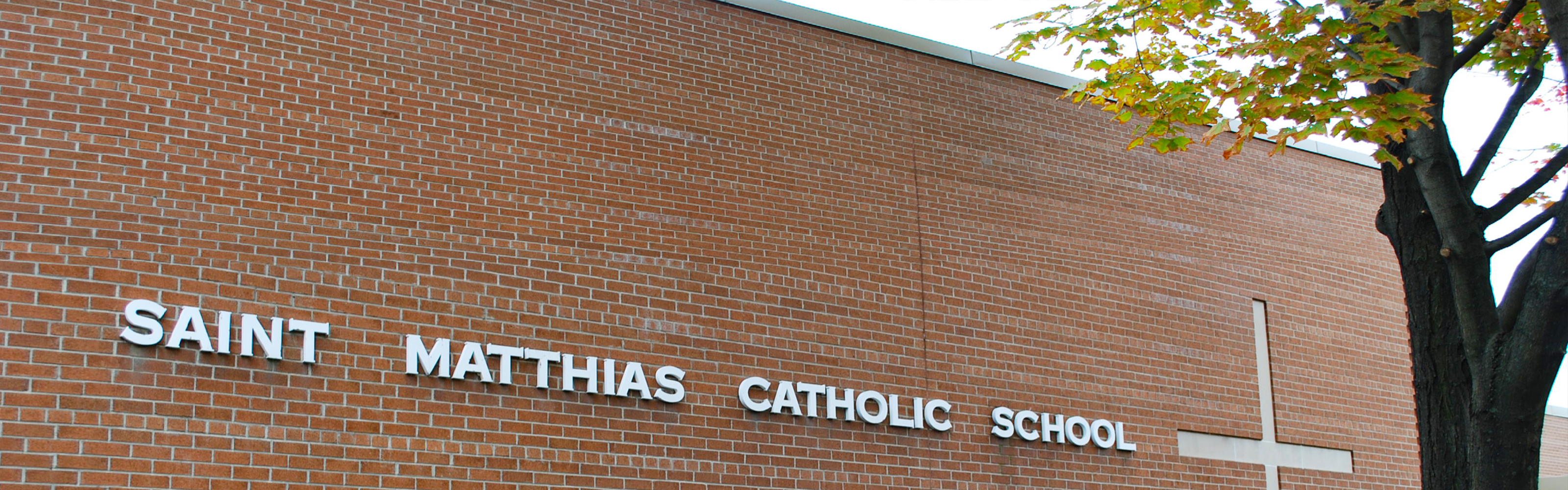The front of the St. Matthias Catholic School building.