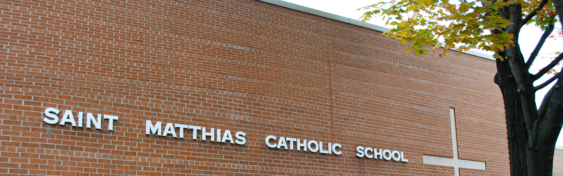 The front of the school building.