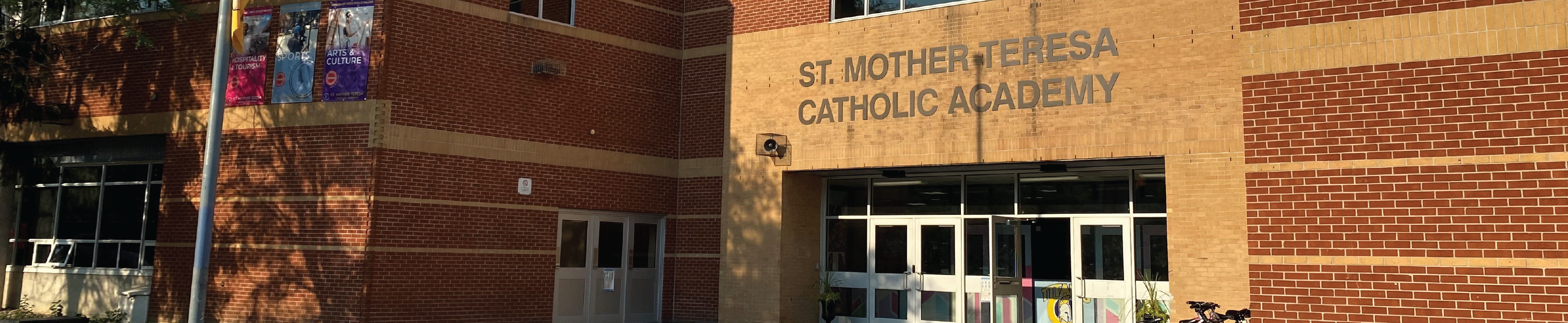 The front entrance of St. Mother Teresa Catholic Academy.