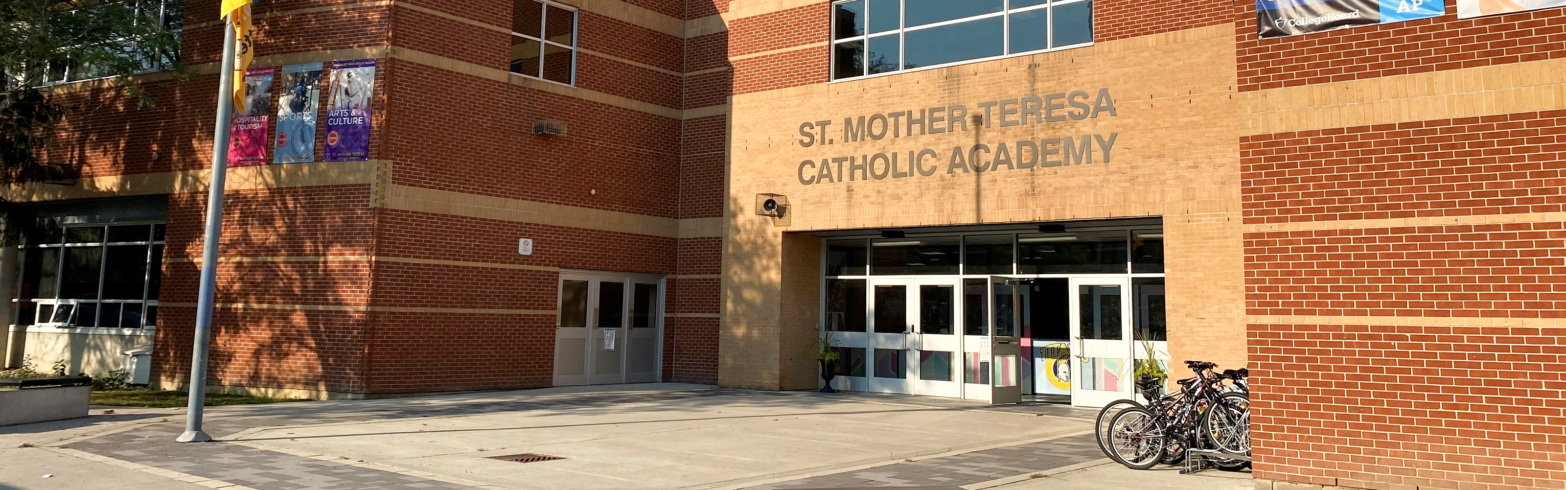 Front of the St. Mother Teresa Catholic Academy school building