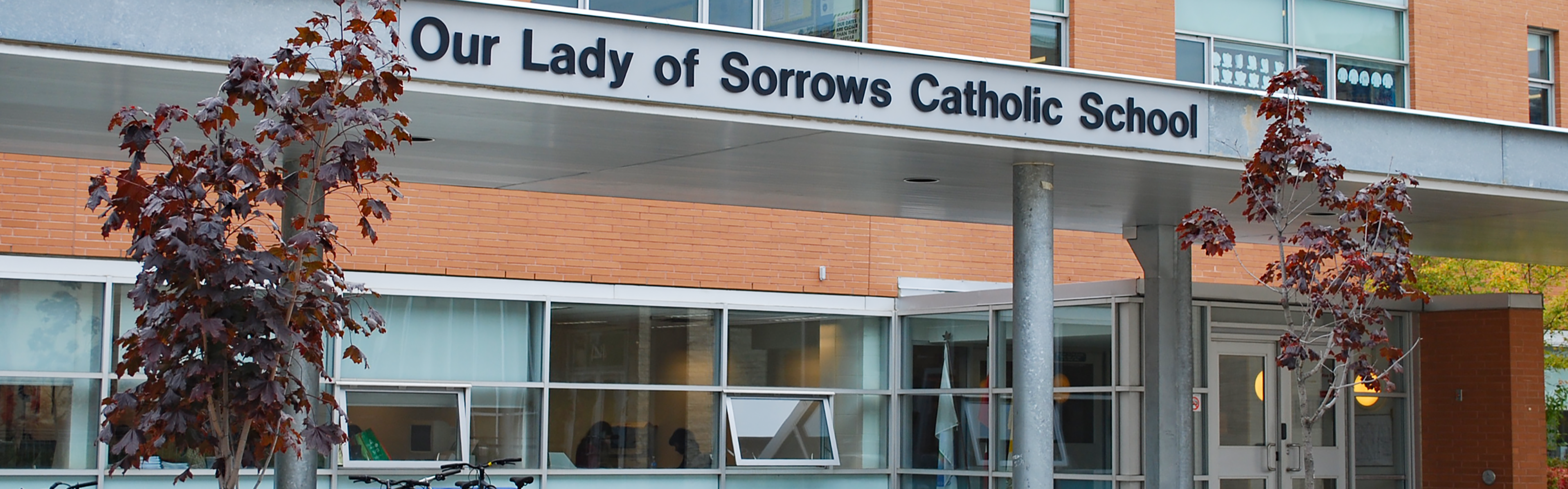 The front of the Our Lady of Sorrows Catholic School building.