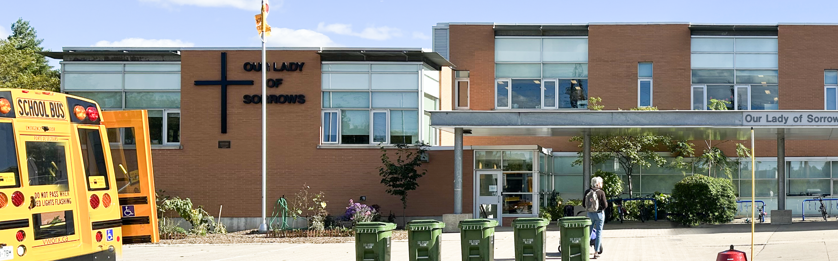 The front of the Our Lady of Sorrows Catholic School building.