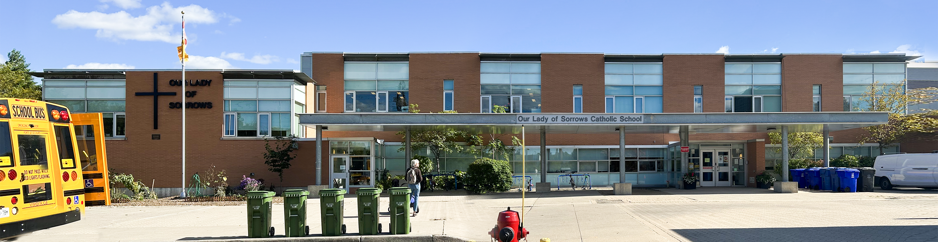 The front of the Our Lady of Sorrows Catholic School building.