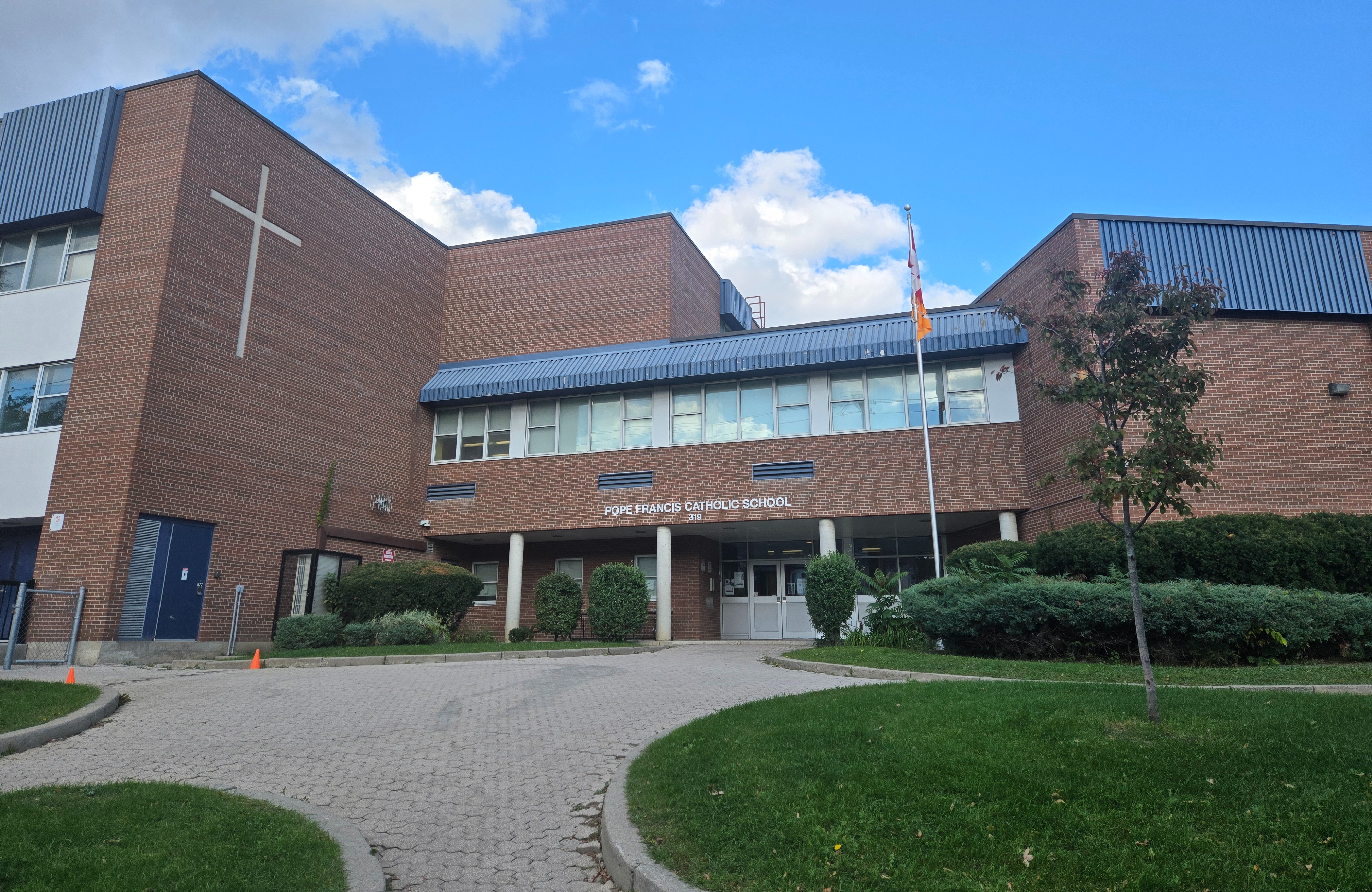 The front of the school building
