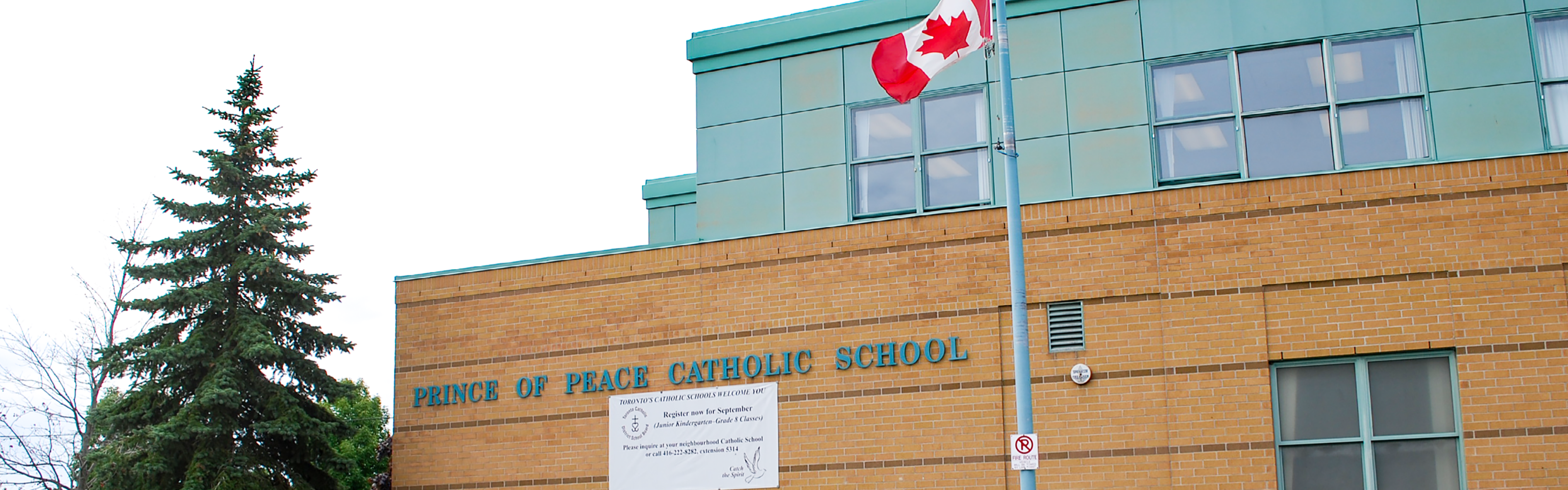 The front of the Prince of Peace Catholic School building.