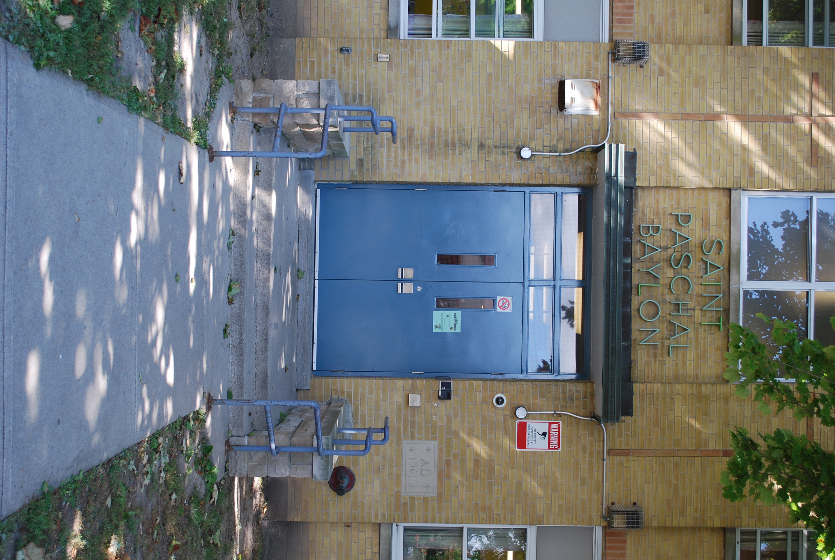 The front of the St. Paschal Baylon Catholic School building