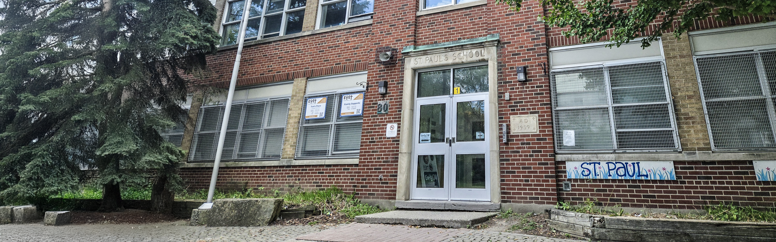 The front of the St. Paul Catholic School building.
